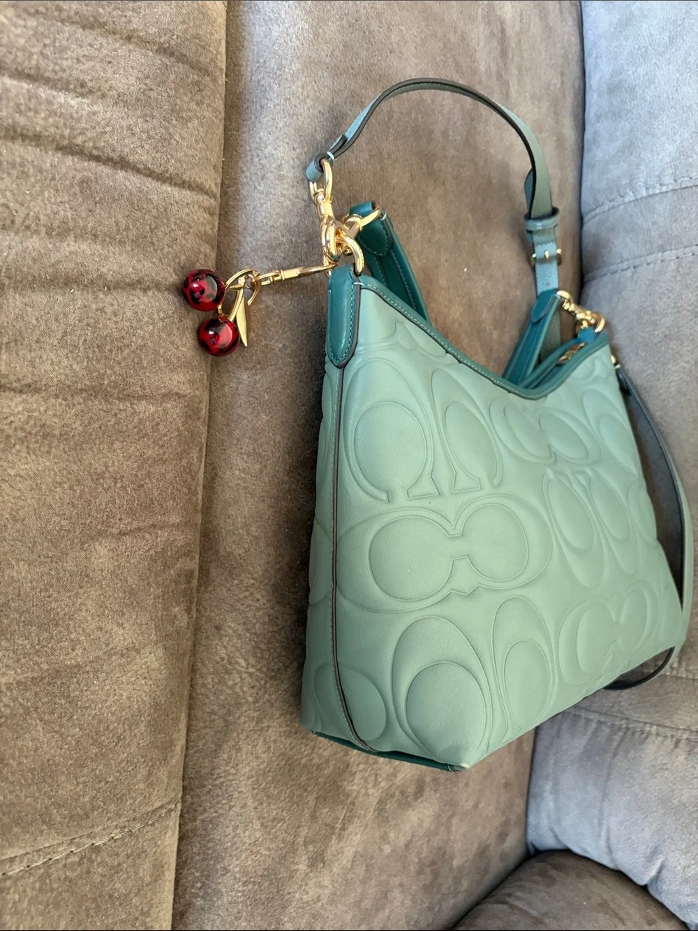 Coach Quilted Signature Shoulder Bag in Sage